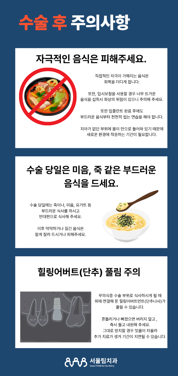 신원동 치과 임플란트 수술 후 먹어도 되는 음식과 피해야 할 음식
